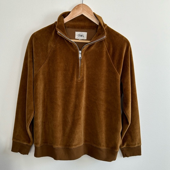 Madewell Mwl Velour Half-Zip Sweatshirt . - Picture 4 of 7